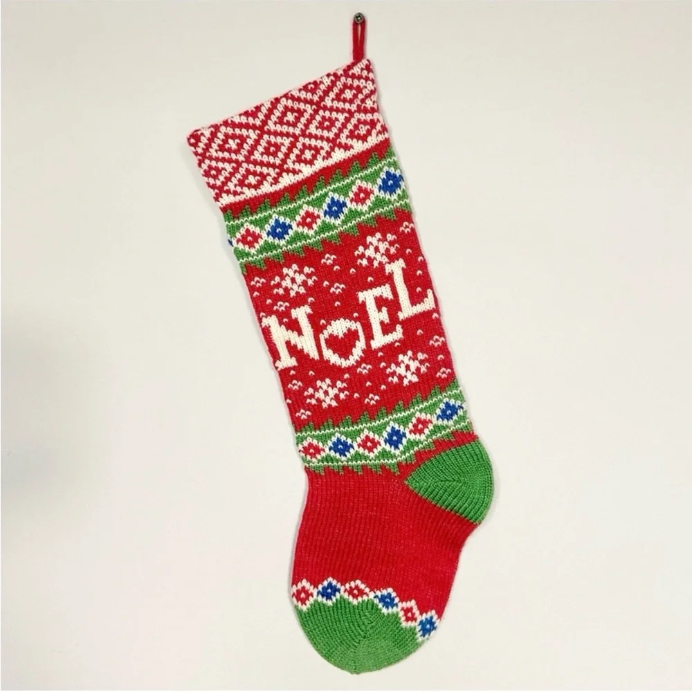 Vintage Noel Sweater Knit Holiday Christmas Stocking